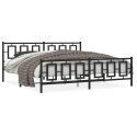  Metalowa rama łóżka z wezgłowiem i zanóżkiem, czarna, 193x203cm