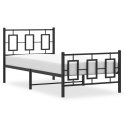  Metalowa rama łóżka z wezgłowiem i zanóżkiem, czarna, 90x200 cm