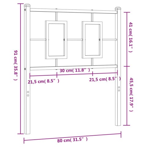  Metalowe wezgłowie, czarne, 75 cm