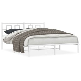  Metalowa rama łóżka z wezgłowiem, biała, 160x200 cm