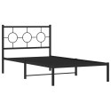  Metalowa rama łóżka z wezgłowiem, czarna, 100x200 cm
