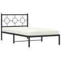  Metalowa rama łóżka z wezgłowiem, czarna, 100x200 cm