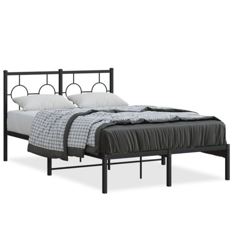  Metalowa rama łóżka z wezgłowiem, czarna, 120x190 cm
