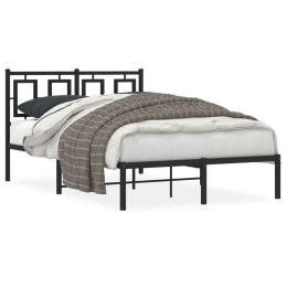  Metalowa rama łóżka z wezgłowiem, czarna, 120x200 cm