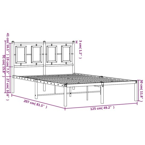  Metalowa rama łóżka z wezgłowiem, czarna, 120x200 cm