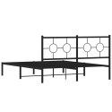  Metalowa rama łóżka z wezgłowiem, czarna, 150x200 cm