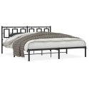  Metalowa rama łóżka z wezgłowiem, czarna, 180x200 cm