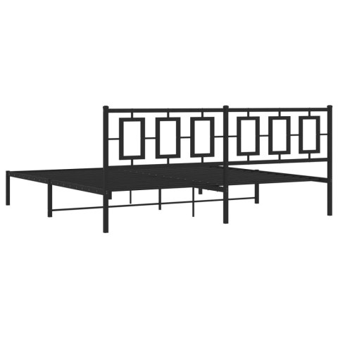  Metalowa rama łóżka z wezgłowiem, czarna, 193x203 cm
