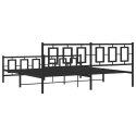  Metalowa rama łóżka z wezgłowiem i zanóżkiem, czarna, 200x200cm