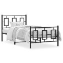  Metalowa rama łóżka z wezgłowiem i zanóżkiem, czarna, 90x190 cm