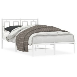  Metalowa rama łóżka z wezgłowiem, biała, 120x200 cm