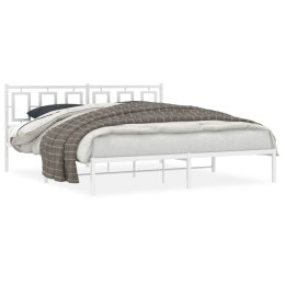  Metalowa rama łóżka z wezgłowiem, biała, 183x213 cm