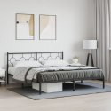  Metalowa rama łóżka z wezgłowiem, czarna, 183x213 cm