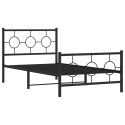  Metalowa rama łóżka z wezgłowiem i zanóżkiem, czarna, 100x190cm