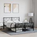  Metalowa rama łóżka z wezgłowiem i zanóżkiem, czarna, 140x190cm