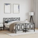  Metalowa rama łóżka z wezgłowiem i zanóżkiem, czarna, 140x200cm