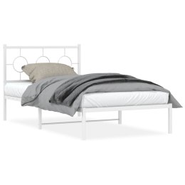  Metalowa rama łóżka z wezgłowiem, biała, 100x200 cm