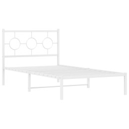  Metalowa rama łóżka z wezgłowiem, biała, 100x200 cm
