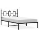  Metalowa rama łóżka z wezgłowiem, czarna, 107x203 cm
