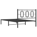  Metalowa rama łóżka z wezgłowiem, czarna, 107x203 cm