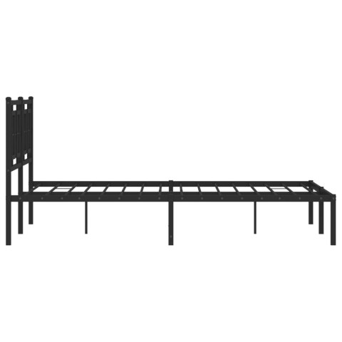  Metalowa rama łóżka z wezgłowiem, czarna, 135x190 cm