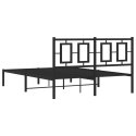  Metalowa rama łóżka z wezgłowiem, czarna, 135x190 cm