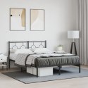  Metalowa rama łóżka z wezgłowiem, czarna, 140x190 cm