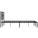  Metalowa rama łóżka z wezgłowiem, czarna, 180x200 cm