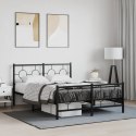  Metalowa rama łóżka z wezgłowiem i zanóżkiem, czarna, 140x200cm