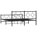  Metalowa rama łóżka z wezgłowiem i zanóżkiem, czarna, 160x200cm