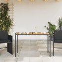  Stół ogrodowy z akacjowym blatem, czarny, 115x54x74 cm