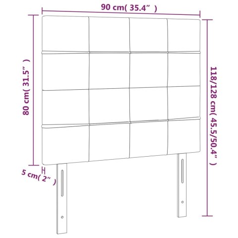  Zagłówek do łóżka z LED, ciemnoszary, 90x5x118/128 cm, aksamit