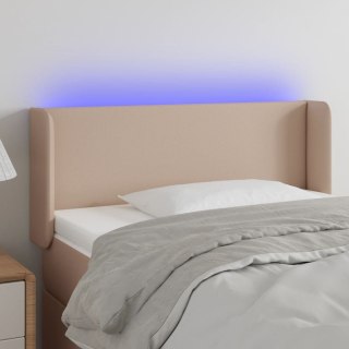  Zagłówek do łóżka z LED, cappuccino, 103x16x78/88 cm, ekoskóra