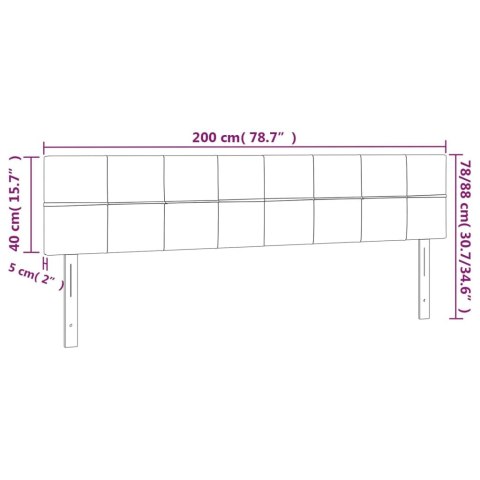  Zagłówek do łóżka z LED, jasnoszary, 200x5x78/88 cm, tkanina