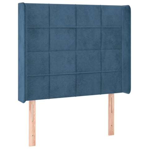  Łóżko kontynentalne, materac i LED, niebieski aksamit 100x200cm