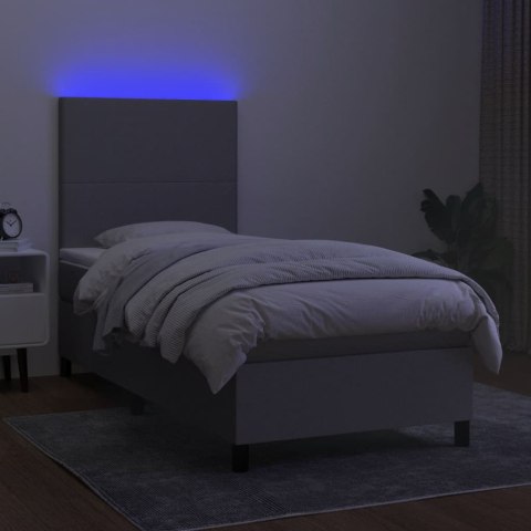  Łóżko kontynentalne z materacem, jasnoszare, 100x200cm, tkanina