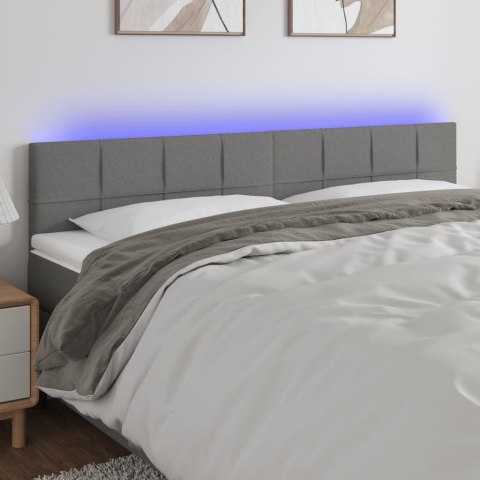  Zagłówek do łóżka z LED, ciemnoszary, 200x5x78/88 cm, tkanina