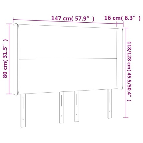  Zagłówek do łóżka z LED, ciemnozielony 147x16x118/128cm aksamit