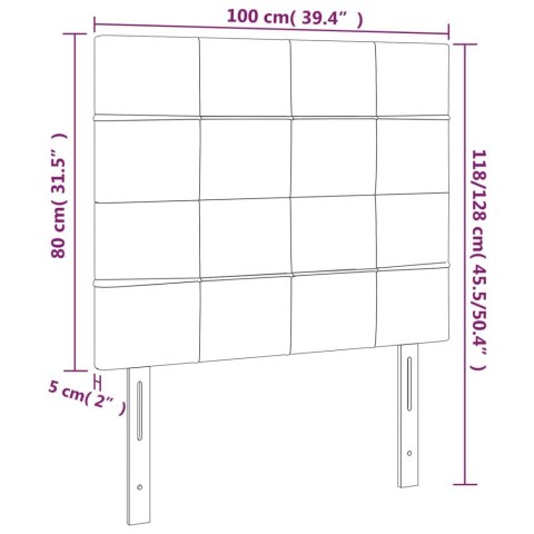  Zagłówek do łóżka z LED, jasnoszary, 100x5x118/128 cm, tkanina