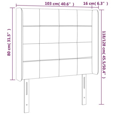  Zagłówek do łóżka z LED, jasnoszary, 103x16x118/128 cm, tkanina