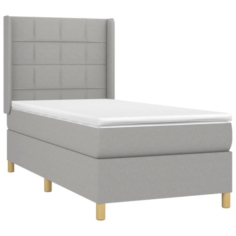  Łóżko kontynentalne z materacem, jasnoszare, 100x200cm, tkanina