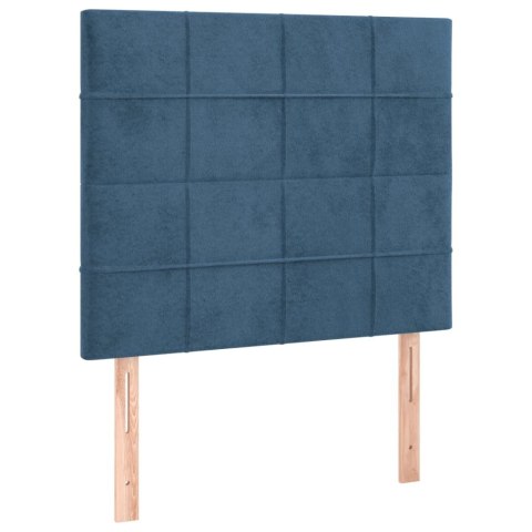  Łóżko kontynentalne z materacem, niebieskie, aksamit, 100x200cm