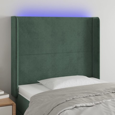  Zagłówek do łóżka z LED, ciemnozielony 83x16x118/128 cm aksamit