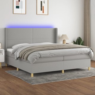  Łóżko kontynentalne z materacem, jasnoszare, 200x200cm, tkanina