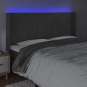 Zagłówek do łóżka z LED, ciemnoszary, 183x16x118/128cm, aksamit