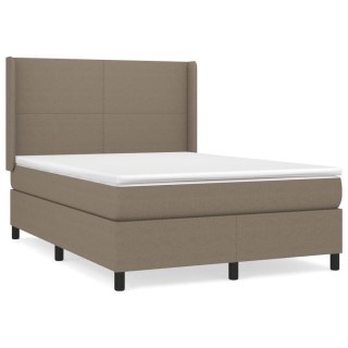  Łóżko kontynentalne z materacem, taupe, tkanina, 140x200 cm