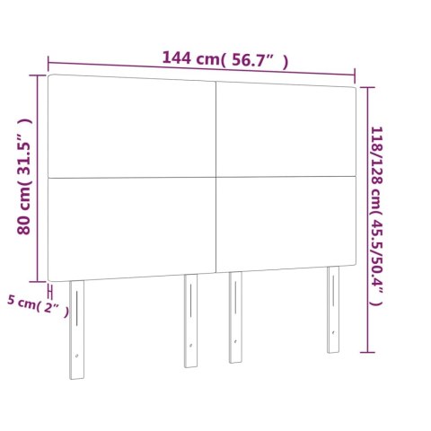  Zagłówek do łóżka z LED, ciemnoszary, 144x5x118/128 cm, aksamit