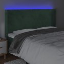  Zagłówek do łóżka z LED, ciemnozielony 163x16x118/128cm aksamit