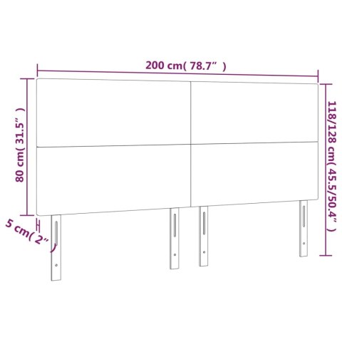  Zagłówek do łóżka z LED, niebieski, 200x5x118/128 cm, tkanina