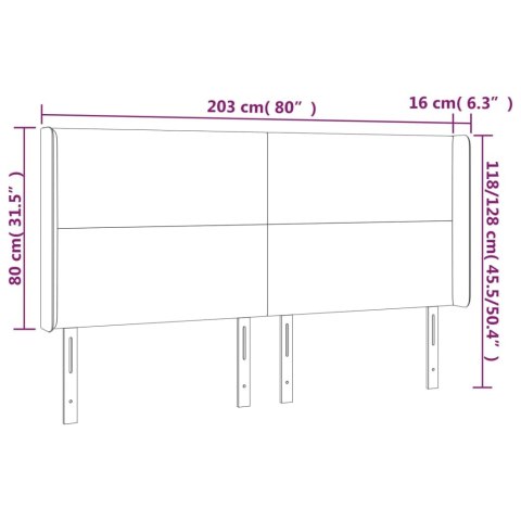  Zagłówek do łóżka z LED, niebieski, 203x16x118/128 cm, tkanina